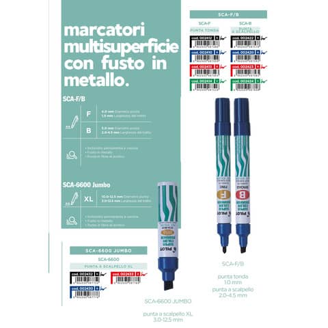 Marcatore punta a scalpello Pilot SCA maxi 6600 3-12,5 mm nero 002432